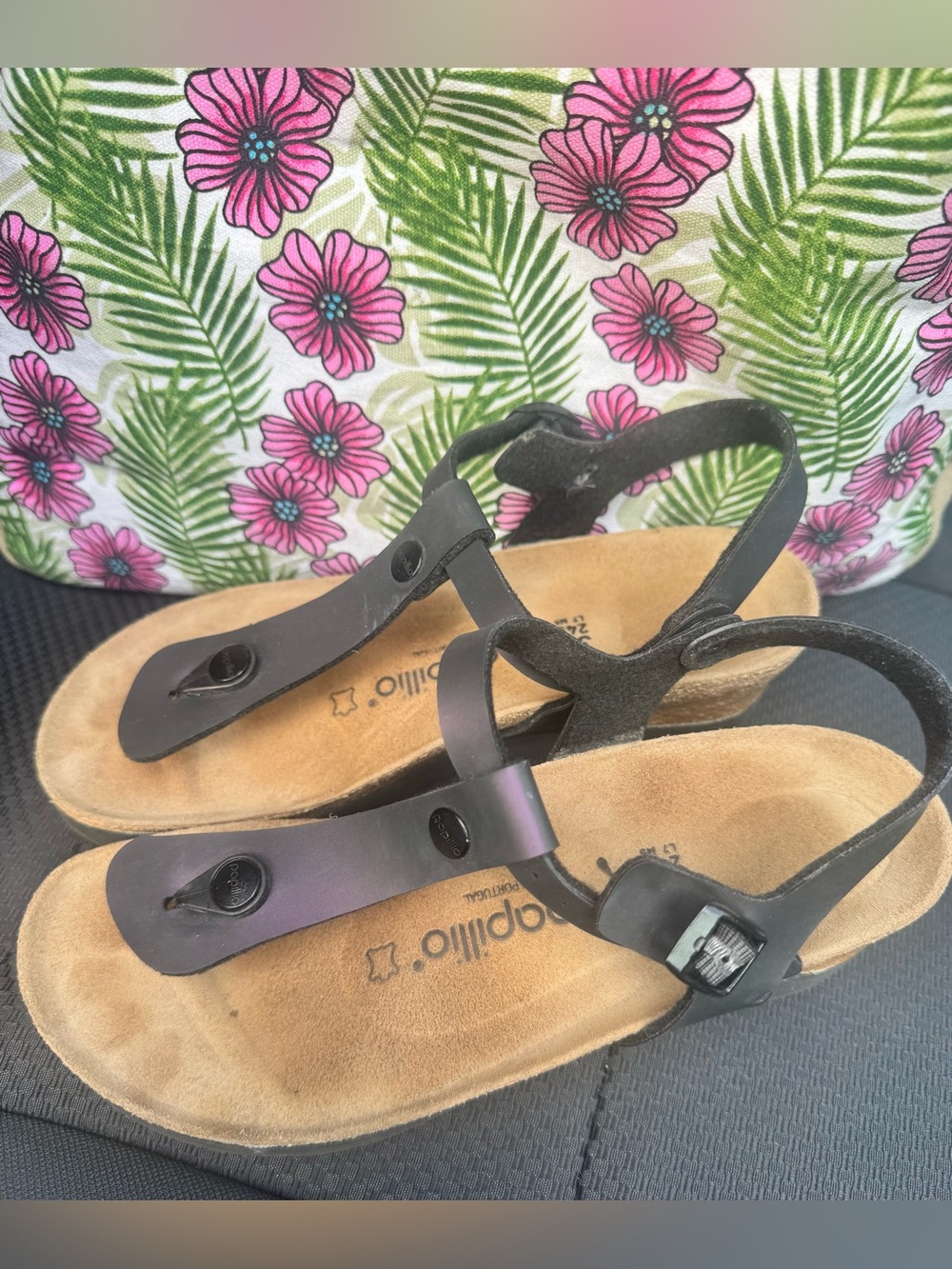 Sz 7.5-8 PAPILLIO by BIRKENSTOCK WOMEN WEDGES PLATFORM SANDALS PURPLE METALLIC